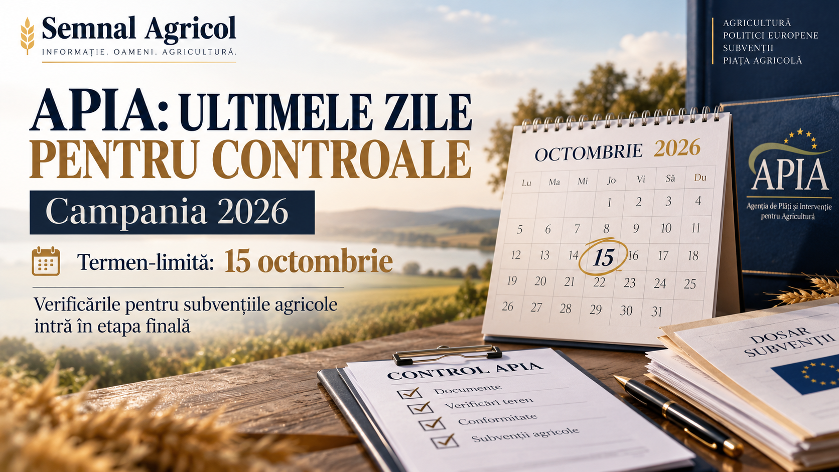 APIA, termen-limită pe 15 octombrie: controalele pentru subvențiile agricole intră în etapa finală