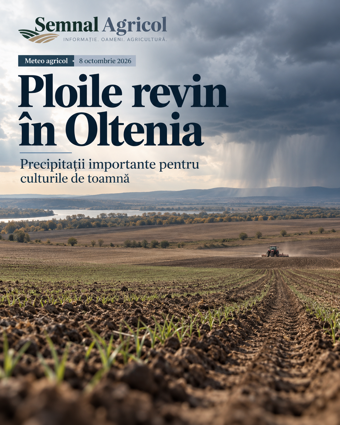 Ploile revin în Oltenia după o perioadă de secetă. Meteorologii anunță precipitații importante pentru culturile de toamnă
